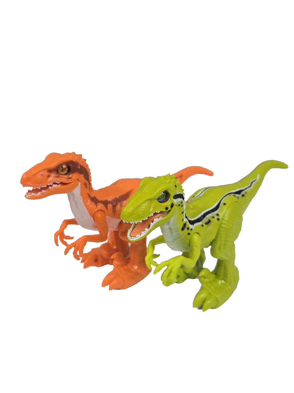 Zuru Robo Alive Rampaging Raptor Dinosaurs Green Orange Lot of 2 Works